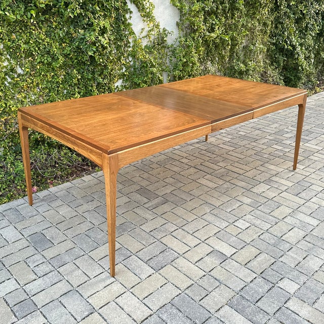 1960s Restored Mid Century Lane Rhythm Walnut Dining Table With Two Leaves For Sale In Los Angeles - Image 6 of 13