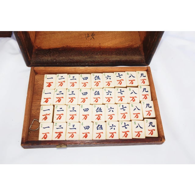 Wood Antique 1923 Mah Jong Set in Wooden Case For Sale - Image 7 of 11