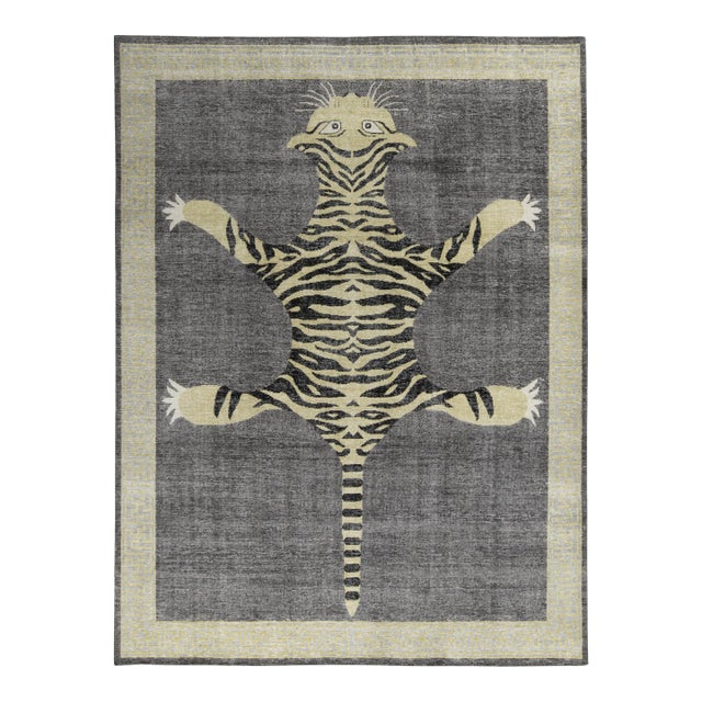 Rug & Kilim’s Oversized Tiger Rug in Charcoal, 14x20 For Sale