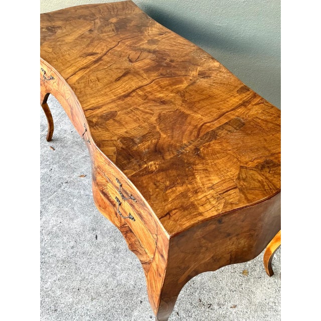 Vintage Italian Burl Wood Writing Desk For Sale - Image 4 of 12