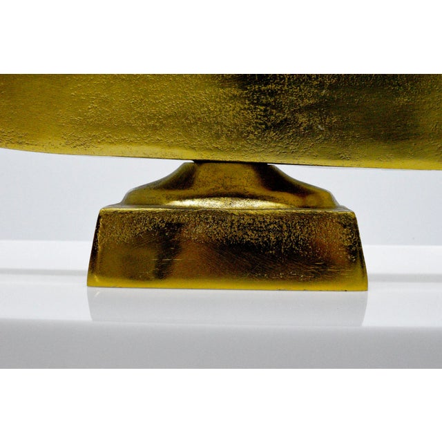 Gold Contemporary Cast Aluminum Painted Gold Decorative Bowl Catchall on Base For Sale - Image 8 of 10