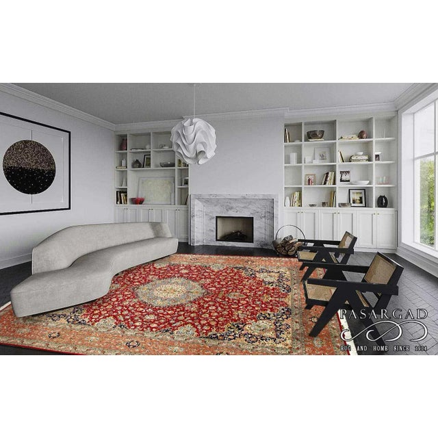 2020s Red Persian Fine Tabriz 70 Raj Silk & Wool For Sale - Image 12 of 12