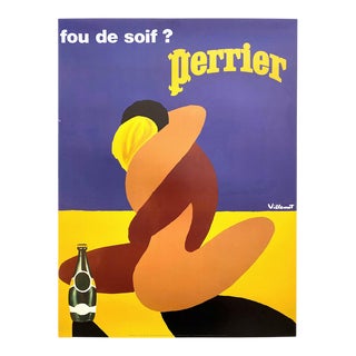 Bernard Villemot Vintage Pop Art Lithograph Print French Poster " Perrier " 1980 For Sale