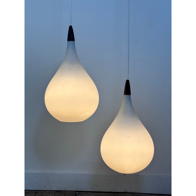 Glass Scandinavian Two-Light Pendant by Uno & Osten Kristiansson for Luxus, 1957 For Sale - Image 7 of 13