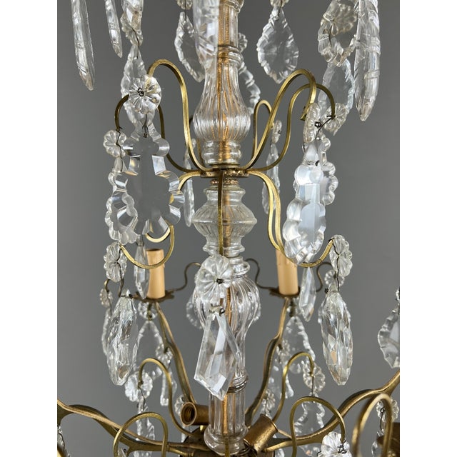 20th Century Louis XV Bronze and Crystal Chandelier with Pendants For Sale - Image 3 of 10