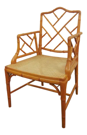 Hollywood Regency Faux Bamboo Caned Arm Chair