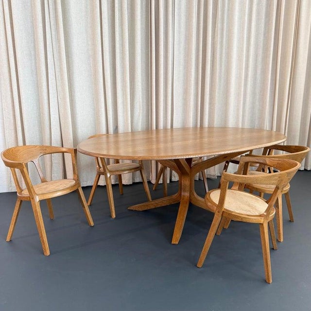 Mid-Century Modern 1970s Mid-Century Artisan-Made Oak Bentwood Oval Dining Set For Sale - Image 3 of 16