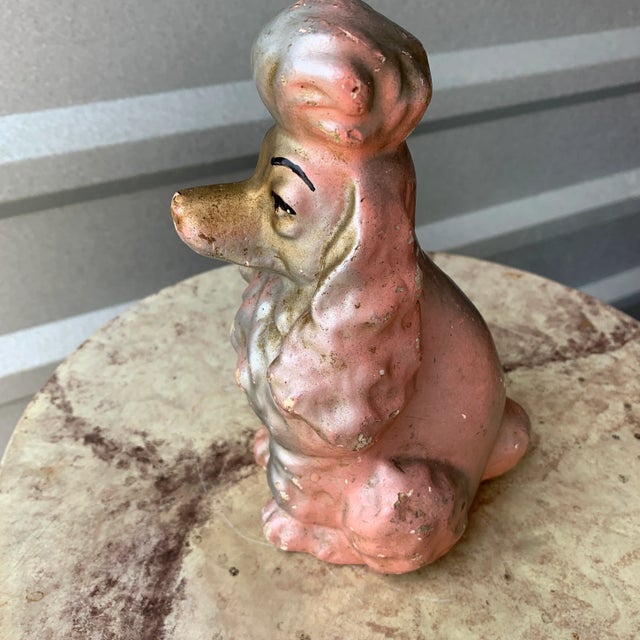 Mid-Century Pink Chalkware Dog Coin Bank For Sale - Image 6 of 9