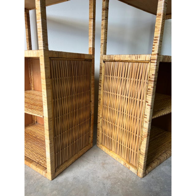 Vintage Coastal Five - Tier Arched Rattan Etagere - a Pair For Sale In Miami - Image 6 of 12