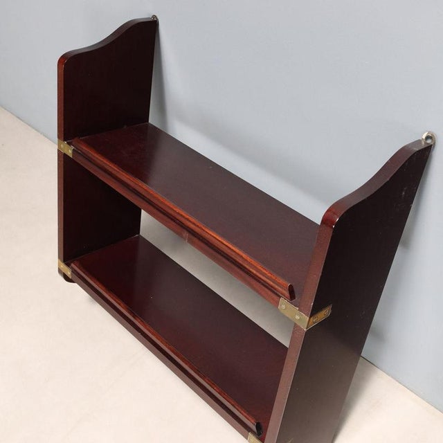 Brown Antique Navy Style Shelves in Mahogany Veneer, Italy, 20th Century, Set of 3 For Sale - Image 8 of 9