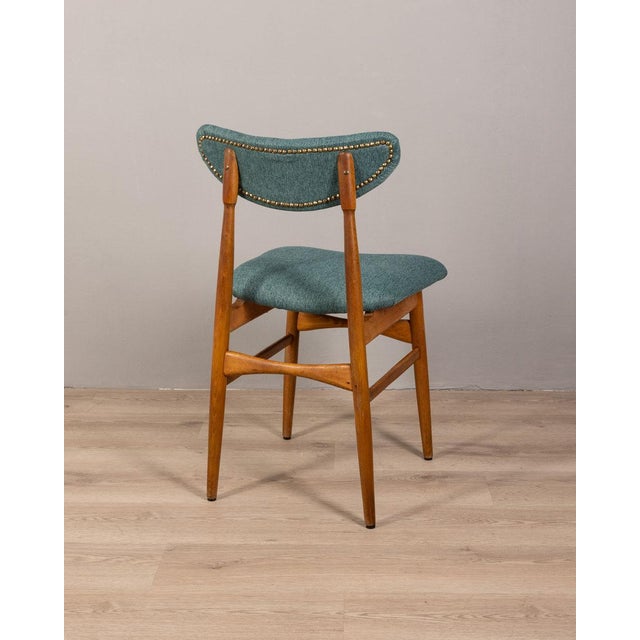 Vintage Italian Chairs in Green Fabric, 1960s, Set of 4 For Sale - Image 4 of 9