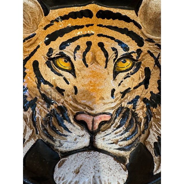 Taste Setter by Sigma Vintage Italian Taste Setter Sigma Hand-Painted Tiger Face Ceramic Bowl/Sculptural Dish For Sale - Image 4 of 10