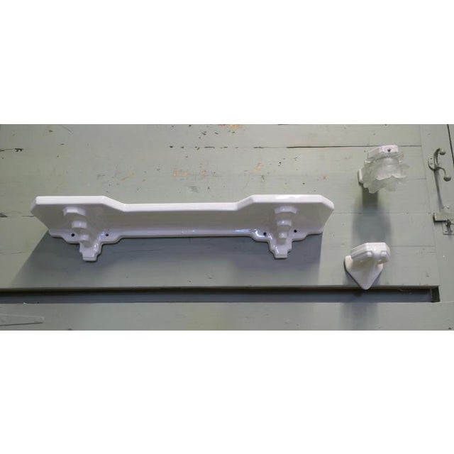 Art Deco Ceramic Bathroom Shelf with Mug Holder and Wall Light, 1920 For Sale - Image 3 of 8