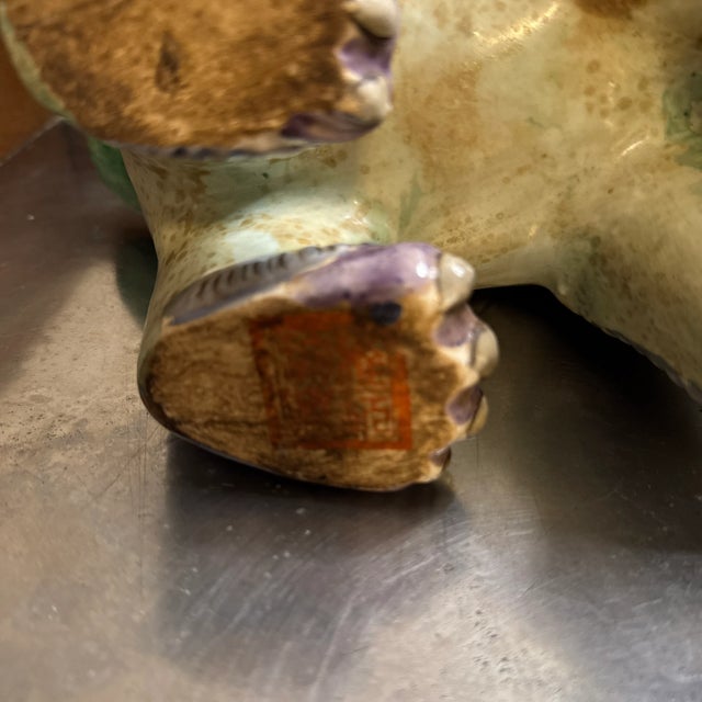 Vintage Multi-Color Porcelain Foo Dog Made in Hong Kong For Sale - Image 12 of 12