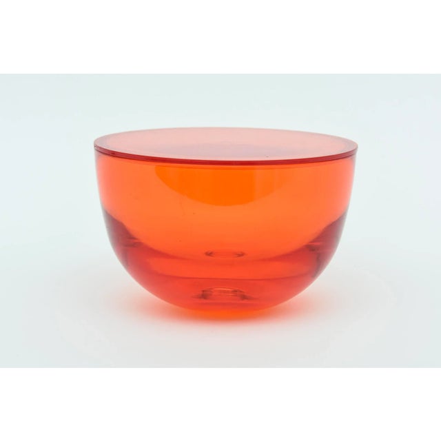 Orange Round Lidded Lucite Box For Sale - Image 12 of 12