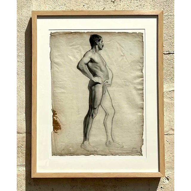 Vintage 1930s Original Pencil Sketch of Man For Sale - Image 11 of 12