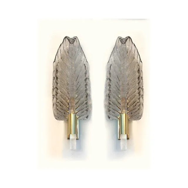Gray Leaf Murano Glass Wall Sconce by Simoeng, Set of 2 For Sale - Image 13 of 13
