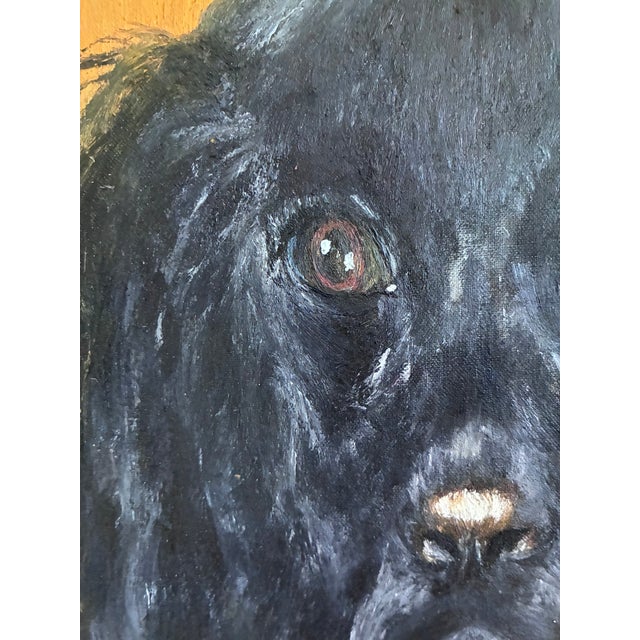 Black Vintage Original Dog Portrait Oil Painting, Signed Animal Art For Sale - Image 8 of 17