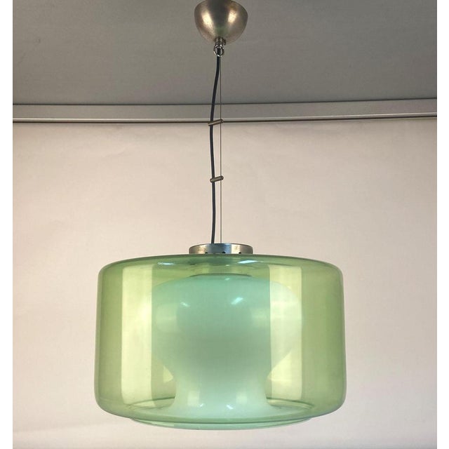 1960s Large Green and Opaline Glass Pendant, 1960s For Sale - Image 5 of 9
