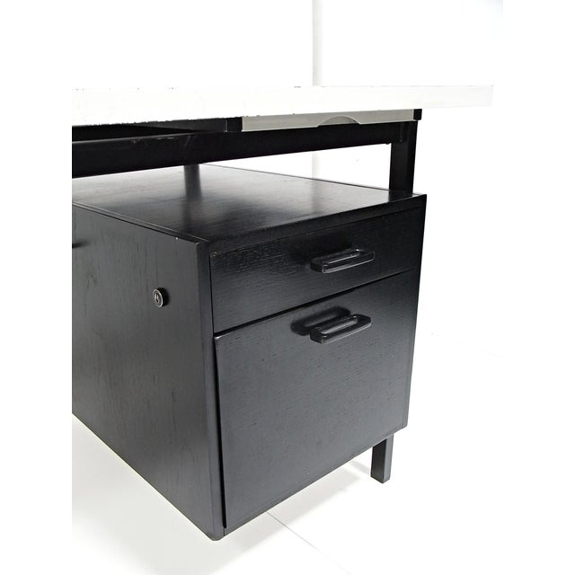 Black Writing Desk in Black Stained Oak with White Lacquered Top by Herbert Hirche for Christian Holzäpfel KG, Germany, 1960s For Sale - Image 8 of 18