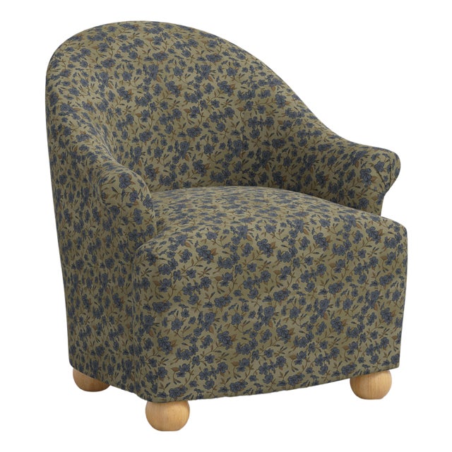 Stoffer Home x Cloth & Company Marie Bun Foot Chair in Dogwood Floral Sage For Sale