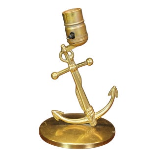 Mid 20th Century Vintage Brass Nautical Maritime Marine Ship Boat Anchor Vanity Table Lamp For Sale