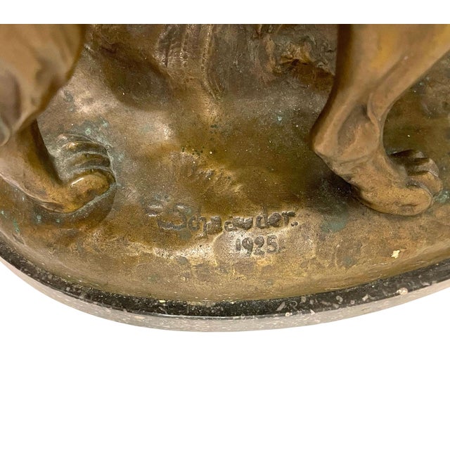 Metal Reinhard Schnauder Signed Bronze/Marble Figurine Group For Sale - Image 7 of 7