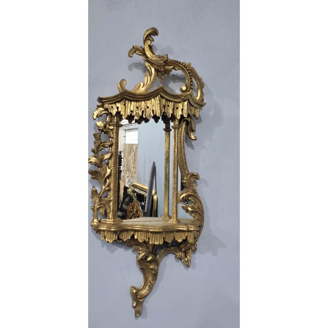 Ornamental & Decorative Materials Chinese Chippendale Gilt Wall Mirrors, 1920, Set of 2 For Sale - Image 7 of 10