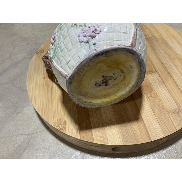 Late 19th Century 19th Century Antique Majolica Bird Pitcher With Lavender Interior & Basketweave Motif For Sale - Image 5 of 5