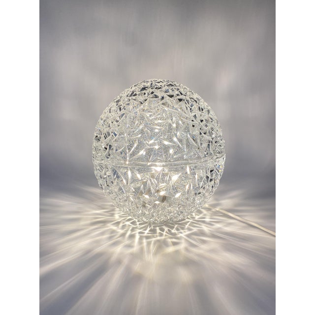 Mid-Century Modern Ball Lamp in Faceted Crystal Glass, 1950s For Sale - Image 3 of 18