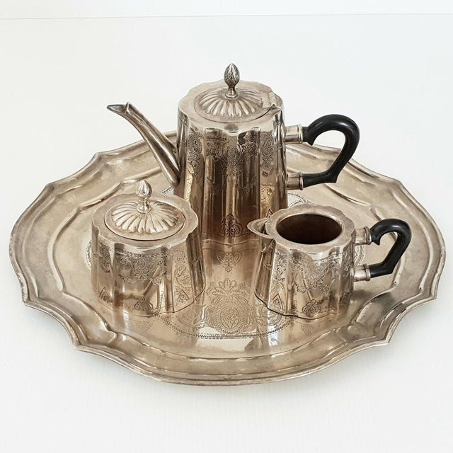 Vintage Coffee Service in Silver-Plated Metal, 1930s-1940s, Set of 3 For Sale - Image 10 of 10