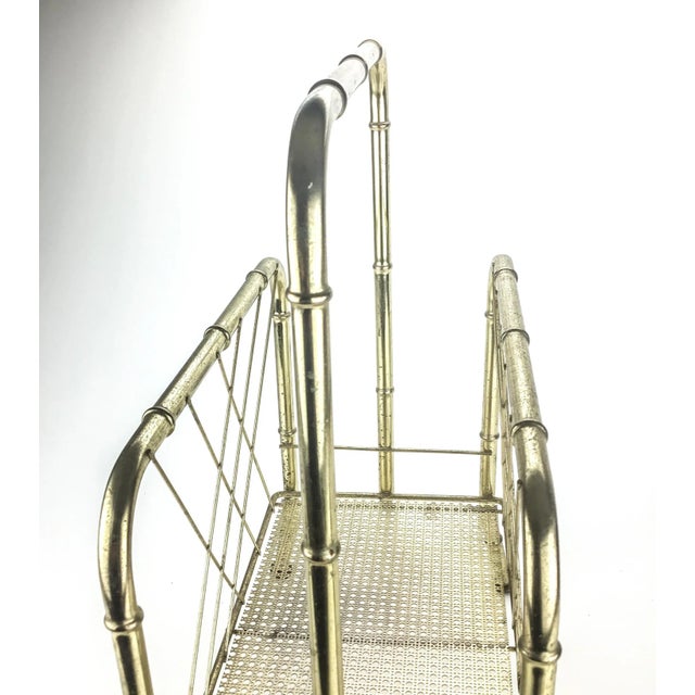 Mid Century Brass Faux Bamboo Traditional Magazine Rack For Sale In Portland, ME - Image 6 of 8