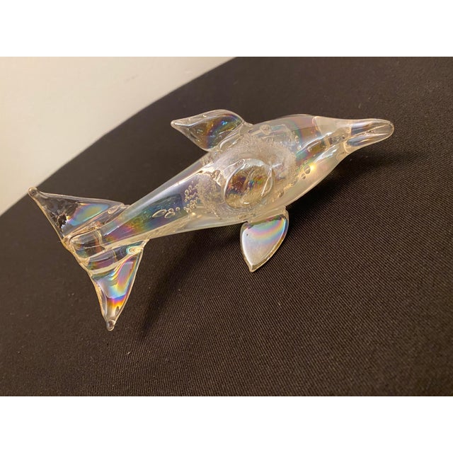 Vintage Carnival Glass Iridescent Dolphin Figurine For Sale - Image 6 of 6