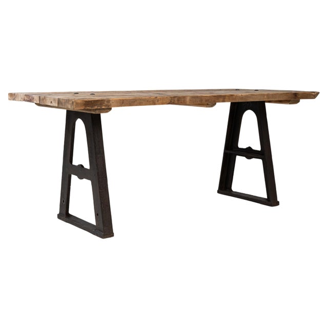 Brown Early 20th Century French Industrial Table For Sale - Image 8 of 18