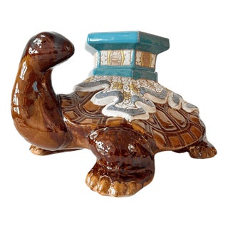 Vintage Ceramic Turtle Plant Table, 1970s For Sale