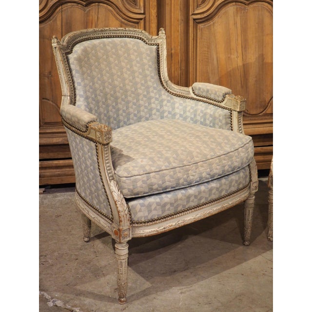 Rare Pair of Period French Louis XVI His and Hers Bergère Armchairs, Circa 1780 For Sale In Dallas - Image 6 of 12
