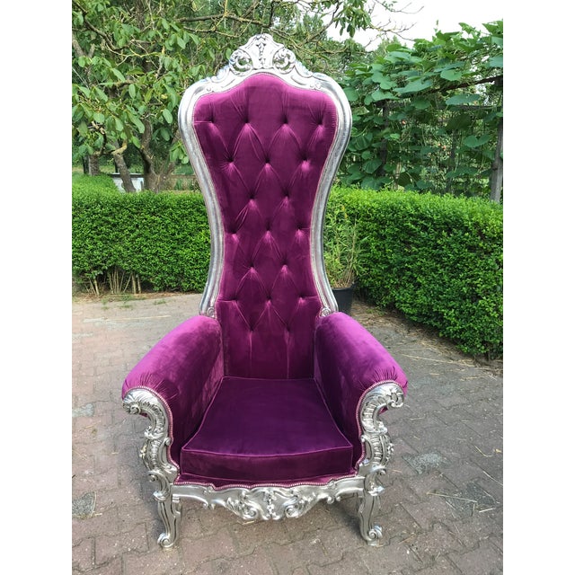 New Baroque Style Tufted Purple Velvet Silver Frame Throne Chair Custom Made Chairish