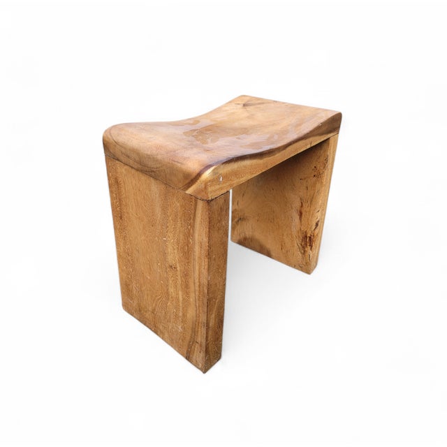 Wabi-Sabi Hand-Carved Hardwood Stool or Side Table, Southeast Asia, 1970s For Sale - Image 6 of 17
