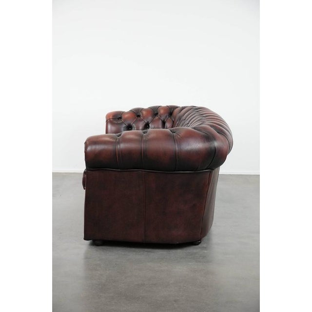 English Style Red-Brown Cowhide Chesterfield Sofa For Sale - Image 4 of 16