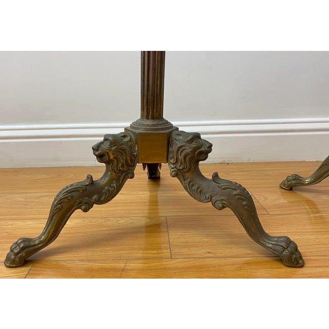 Pair of Early 20th Century Brass Towel Holders The towel holders show different finials (see pics) 18.5" triangular lion...