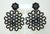 1980's faceted black glass bead earrings in a snowflake style design that lends itself to a black lace appearance. The...