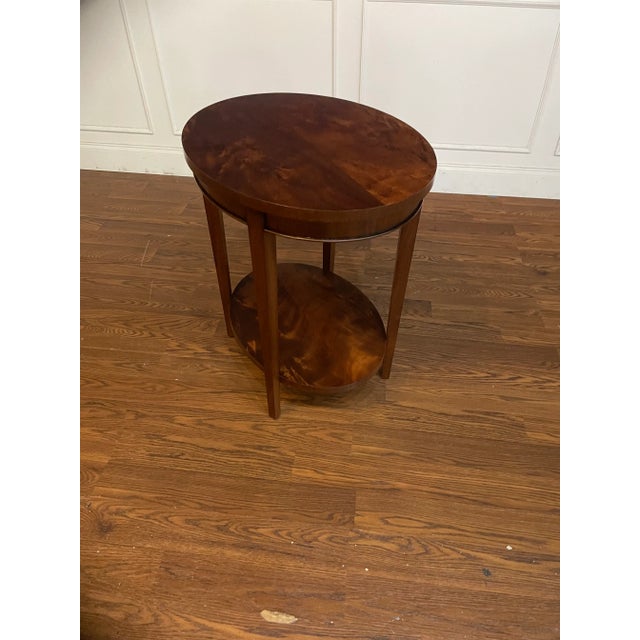 Wood Pair of Leighton Hall Mahogany Oval End Tables - Showroom Samples For Sale - Image 7 of 12