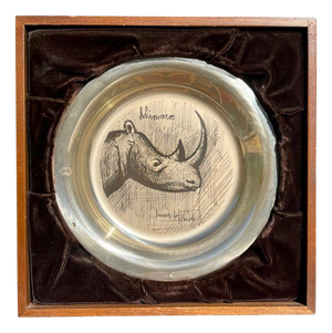 Silver Rhinoceros Plate by Bernard Buffet, 1977