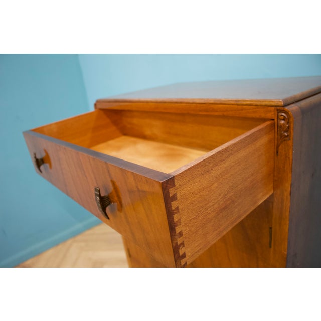 Wood British Art Deco Burr Walnut Tallboy Linen Cabinet, 1930s For Sale - Image 7 of 9