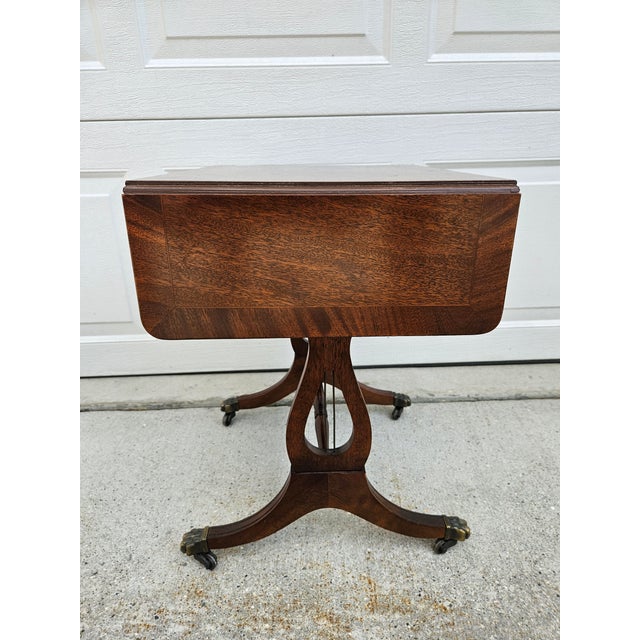 Brown English Crotch Mahogany Dropleaf Side Table For Sale - Image 8 of 17