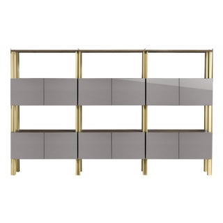 Flexor Gray Polished-Lacquered Wood and Aluminum Bookshelf by Robert Stadler For Sale