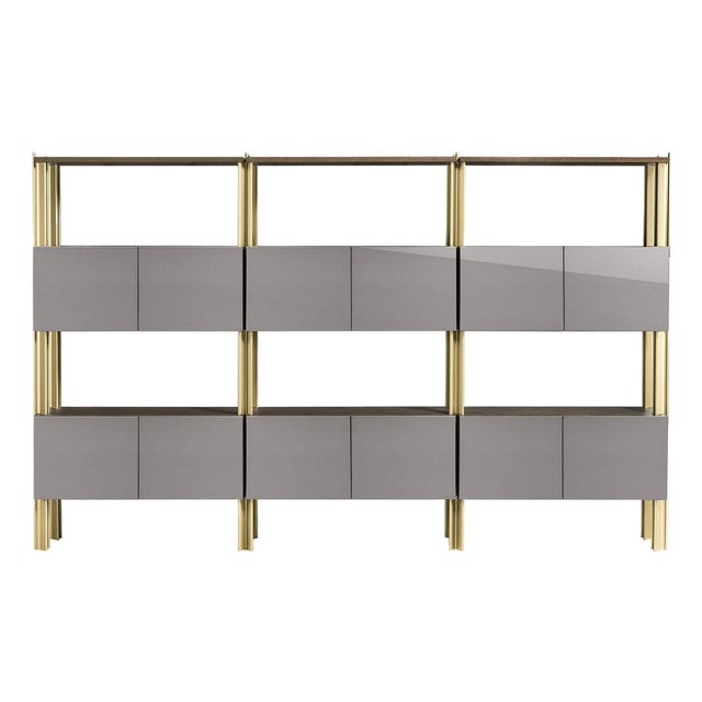Flexor Gray Polished-Lacquered Wood and Aluminum Bookshelf by Robert Stadler For Sale