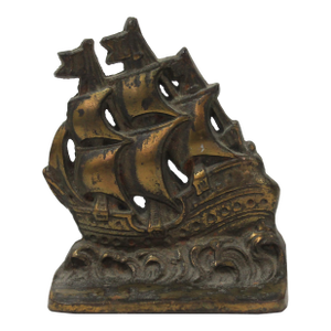 Vintage Cast Iron Clipper Ship Bookend or Doorstop