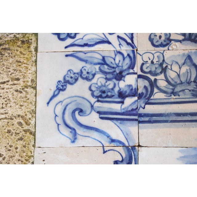 18th Century Tile Mural Panel Depicting a Baroque Jardinière With Flowers, Portuguese, 18th Century For Sale - Image 5 of 13