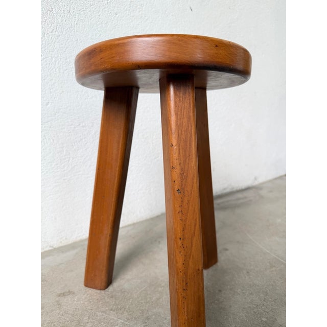 Frencg Elm Tripod Stool, 1960s For Sale - Image 6 of 12
